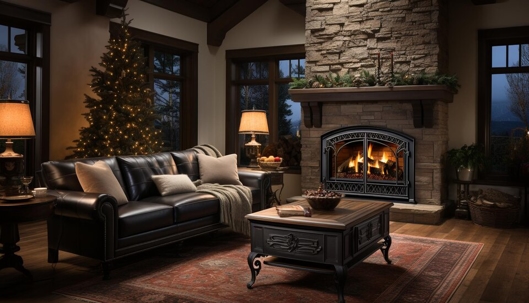 living room with a fireplace